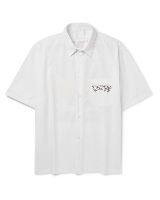 Givenchy White Printed Cotton-poplin Shirt for men