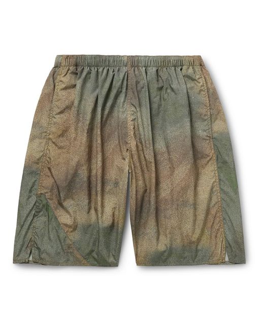 Beams Plus Green Straight-leg Printed Crinkled-nylon Shorts for men