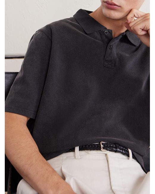 Corridor NYC Black Garment-Dyed Cotton-Piqué Polo Shirt for men