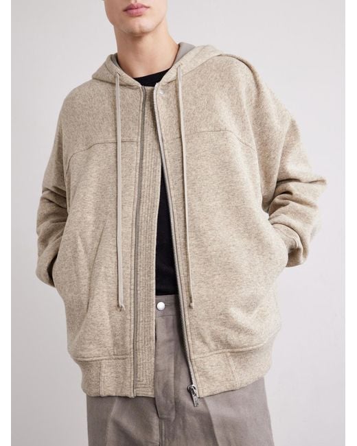 Rick Owens Natural Wool And Cotton-Blend Zip-Up Hoodie for men