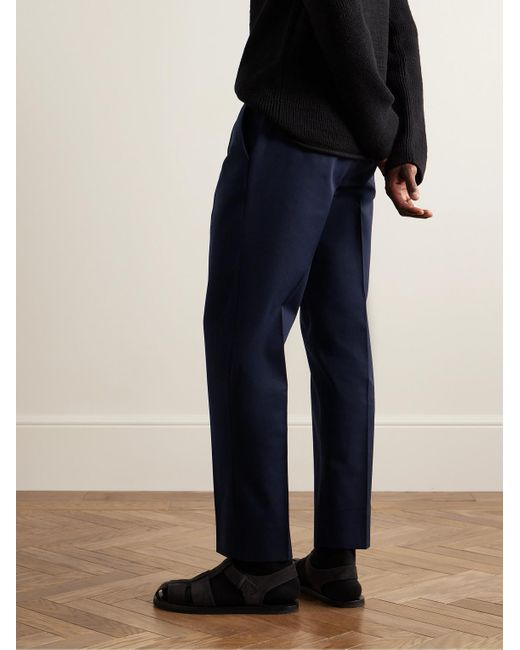 Pantaloni slim-fit in twill di misto cotone e lana con pinces di Zegna in Blue da Uomo