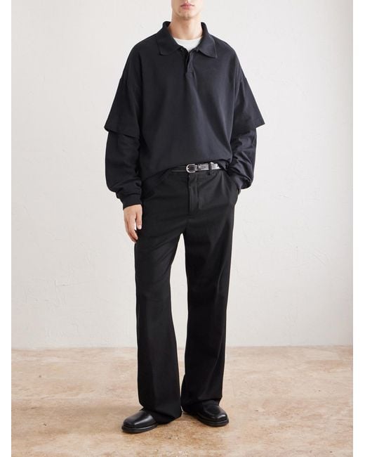 Agolde Black Curren Layered Cotton-Piqué Polo Shirt for men