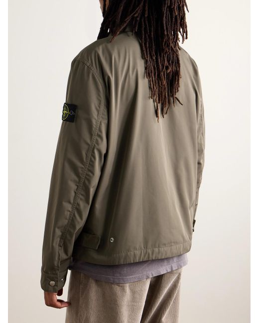 Stone Island Green Logo-Appliquéd Micro Twill Jacket for men