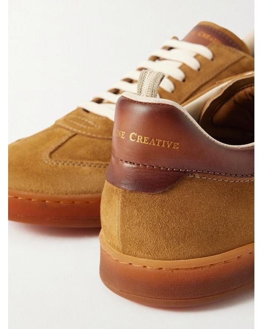 Officine Creative Brown Militia 002 Leather-trimmed Suede Sneakers for men