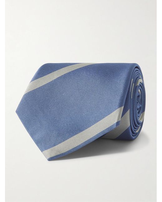 Mr P. Gestreifte Krawatte aus Seiden-Twill in Blue für Herren