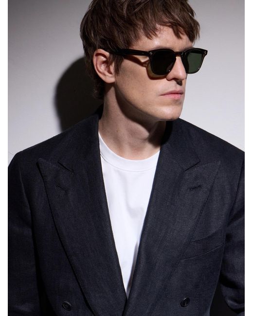 Garrett Leight Black Ace D-Frame Acetate Sunglasses for men