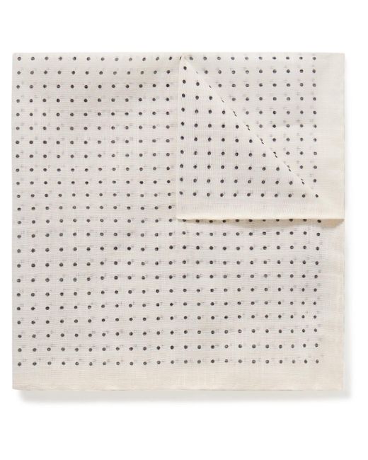Anderson & Sheppard White Polka-dot Cotton-voile Pocket Square for men