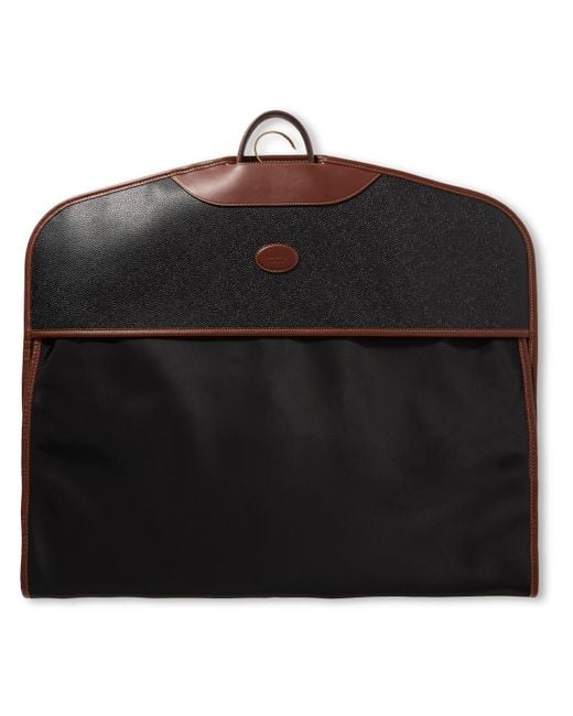 Mulberry Black Heritage Leather-trimmed Scotchgrain And Recycled-nylon Suit Carrier for men