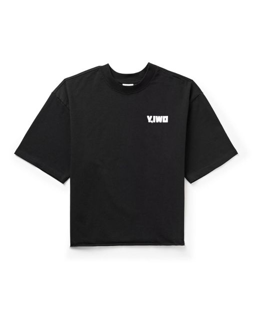 Y,IWO Black Logo-print Cotton-jersey T-shirt for men
