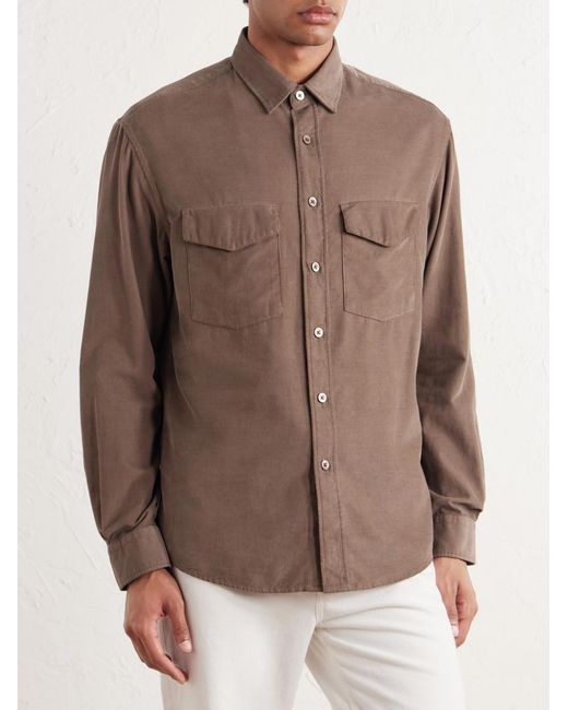 Canali Brown Cotton-Corduroy Shirt for men