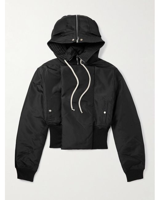 Rick Owens Black Alice Cropped Padded Nylon-Canvas Hooded Bomber Jacket for men