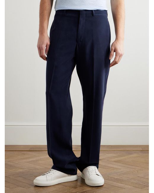 Thom Sweeney Blue Wide-Leg Twill Trousers for men
