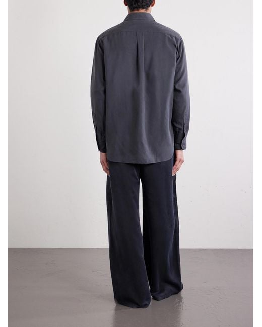 Kaptain Sunshine Blue Silk-gabardine Shirt for men