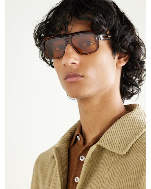 Jacques Marie Mage Brown Glenn Gould Fugue Aviator-style Acetate And Silver-tone Sunglasses for men