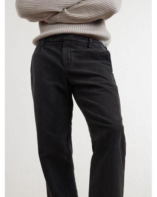 Massimo Alba Black Ionio2 Straight-Leg Cotton Trousers for men