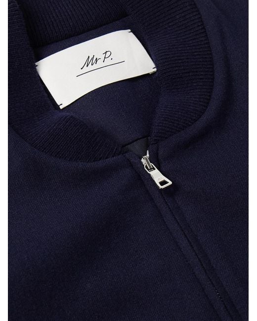 Mr P. Blue Padded Cashmere-Blend Bomber Jacket for men