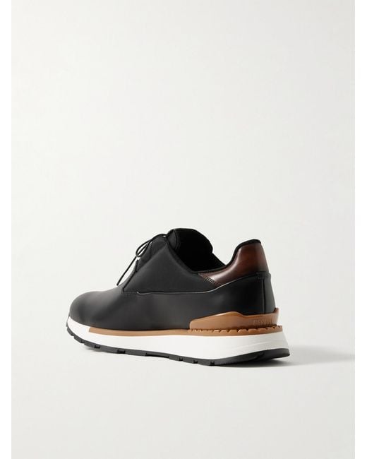Berluti Black Fast Track Torino Leather And Shell Sneakers for men