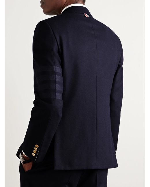Thom Browne Blue Slim-fit Striped Wool And Cashmere-blend Flannel Suit Jacket for men