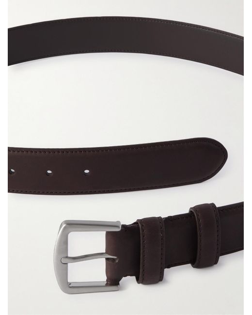 Loro Piana Black Alsavel 3cm Leather Belt for men