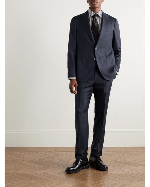 Caruso Blue Wool Suit Jacket for men