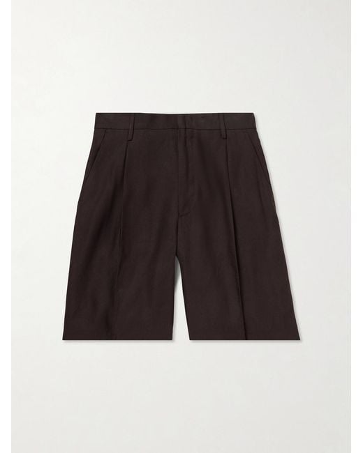 NN07 Black Kay 1808 Straight-Leg Pleated Lenzing Ecovero, Cotton And Linen-Blend Shorts for men