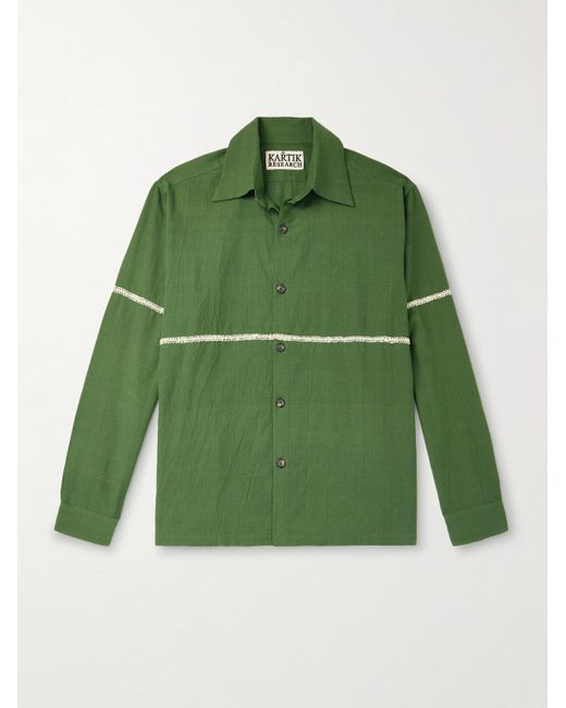Kartik Research Green Rabari Embroidered Cotton Shirt for men