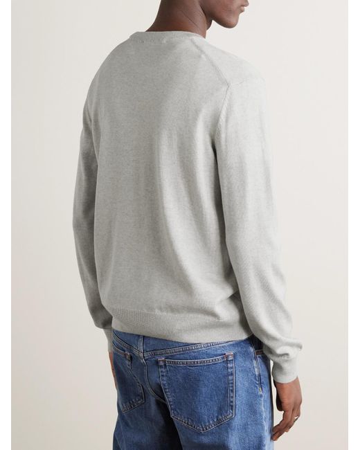 Maison Kitsuné White Slim-fit Logo-appliquéd Wool Sweater for men