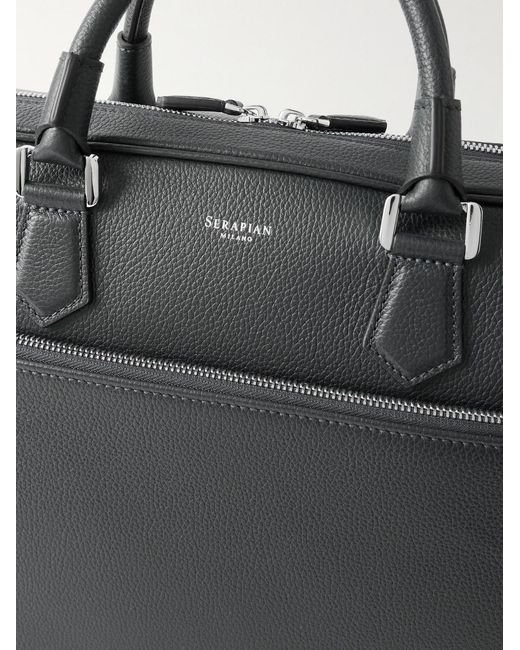 Serapian Black Cachemire Full-Grain Leather Briefcase for men