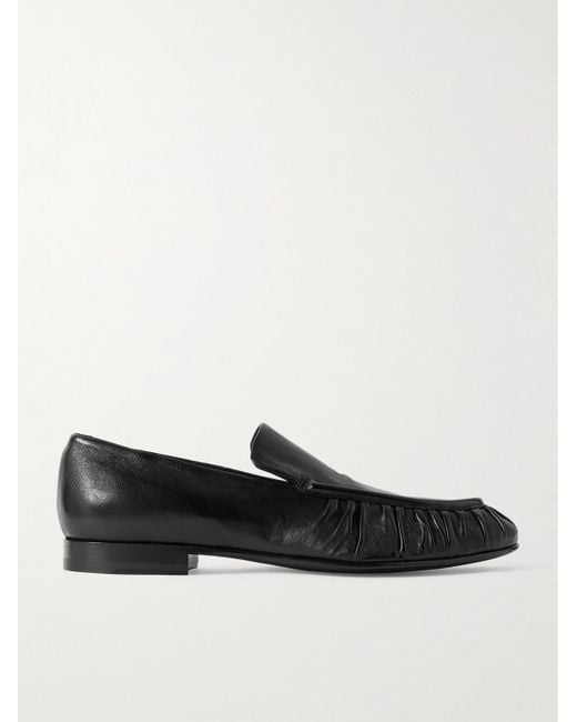Officine Creative Black Harley 003 Gathered Leather Loafers for men