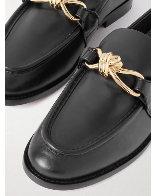 Bottega Veneta Black Astaire Knot-Detailed Leather Loafers for men