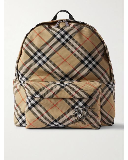 Burberry Gray Checked Coated-Canvas Backpack for men