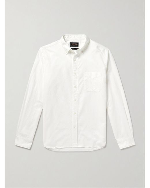 Camicia in cotone Oxford con collo button-down di Beams Plus in Natural da Uomo