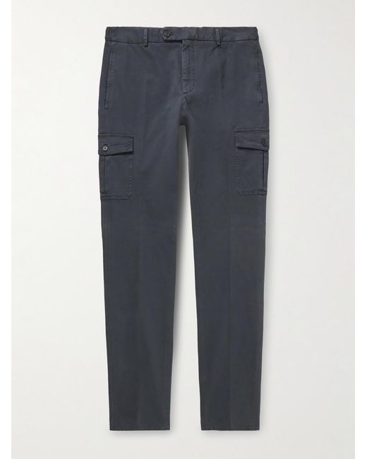 Slowear Blue Venezia 1951 Slim-Fit Tapered Garment-Dyed Cotton-Blend Twill Cargo Trousers for men