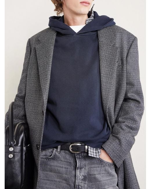 Acne Blue Franziska Garment-dyed Distressed Logo-print Cotton-blend Jersey Hoodie for men