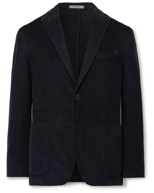 Boglioli Blue Unstructured Stretch Cotton And Modal-blend Corduroy Suit Jacket for men