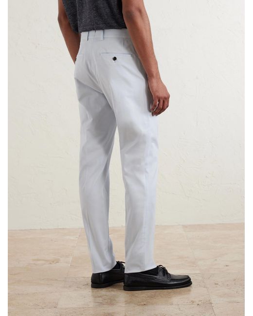 Slowear White Tapered Stretch-cotton Trousers for men