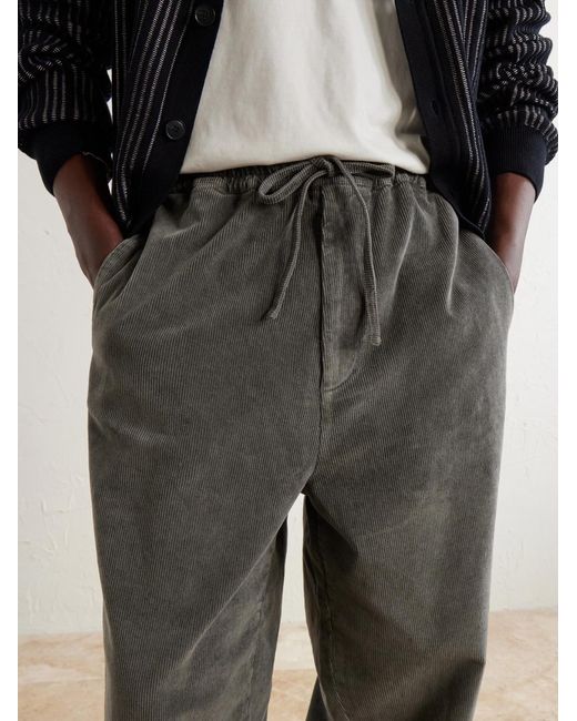 Officine Generale Gray Fernand Wide-Leg Cotton-Blend Corduroy Trousers for men