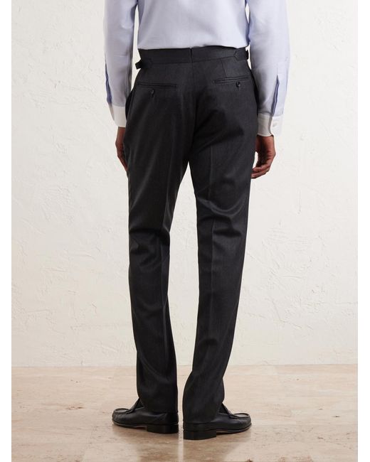 Tom Ford Blue Shelton Straight-Leg Wool-Twill Suit Trousers for men