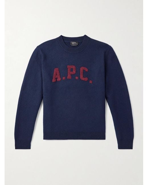A.P.C. Blue Jay Logo-Appliquéd Wool Sweater for men