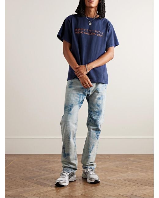 GALLERY DEPT. Blue Good Luck Straight-leg Frayed Printed Jeans for men