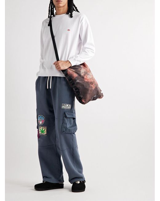 Les Tien Blue Yacht Straight-leg Appliquéd Cotton-jersey Sweatpants for men