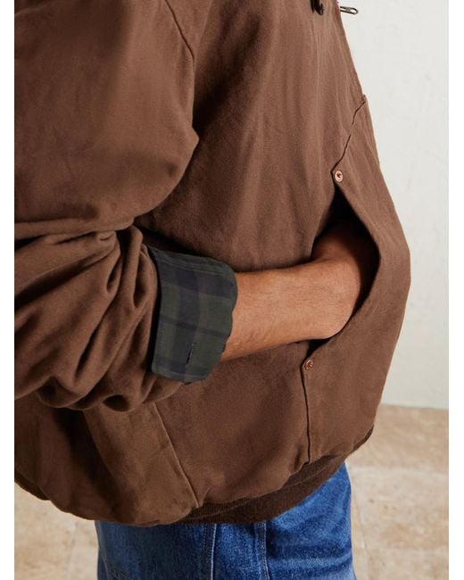 Kaptain Sunshine Brown Cotton And Hemp-Blend Canvas Hooded Jacket for men