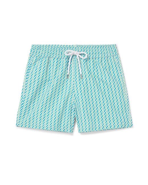 Frescobol Carioca Blue Copacabana Straight-leg Mid-length Printed Recycled Swim Shorts for men