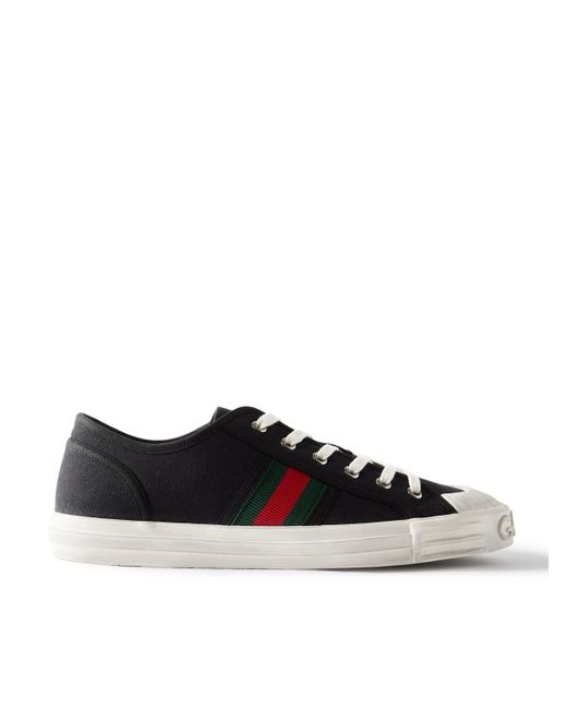 Gucci Black Julio Webbing-trimmed Canvas Sneakers for men