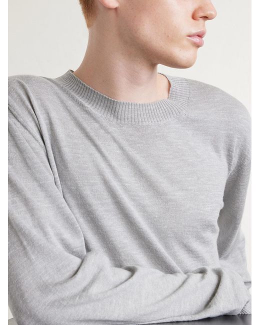 The Elder Statesman Gray Libeccio Wool, Silk And Linen-Blend Sweater for men