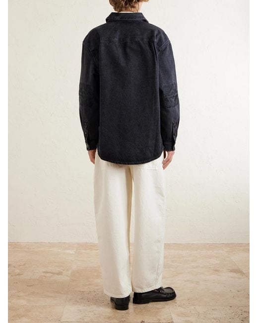 Loewe Blue Anagram Logo-embroidered Denim Overshirt for men