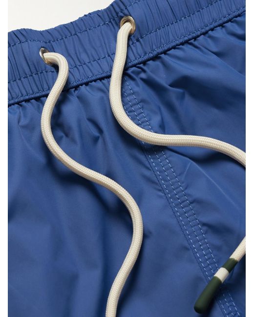 Hartford Blue Straight-Leg Mid-Length Recycled Swim Shorts for men