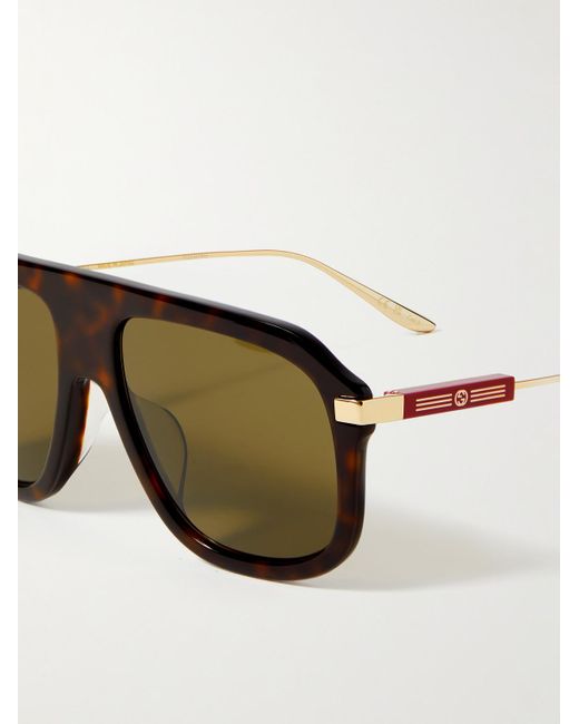 Gucci Green Aviator-style Tortoiseshell Acetate And Gold-tone Sunglasses for men