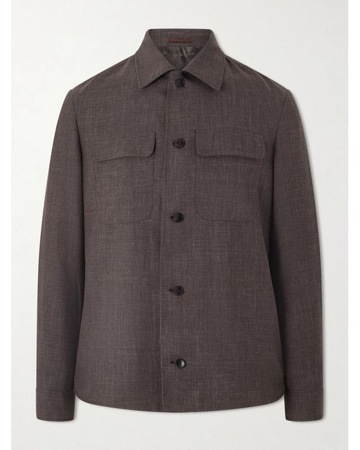 Mr P. Brown Wool, Silk And Linen-Blend Overshirt for men