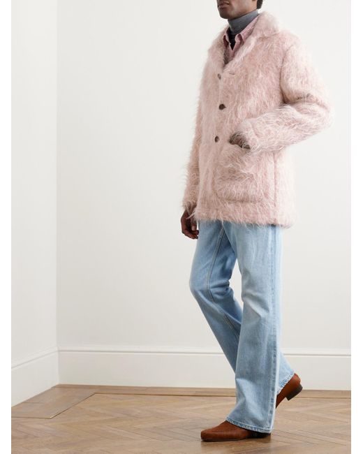 Cappotto in misto lana e mohair spazzolato Morrison di Séfr in Pink da Uomo